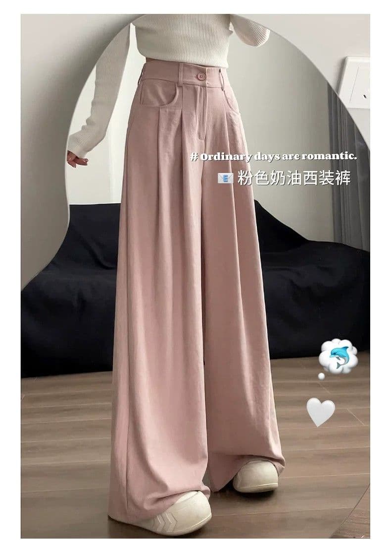원본 테두리 와이드 레깅스 바지 여름 2026 새로운 하이웨이스트 도루 센스 스트레이트 야마모토 정장 바지 상세 이미지 8