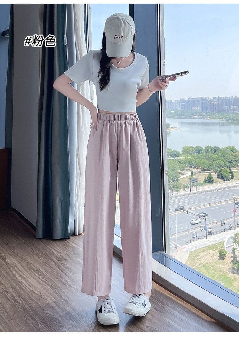 얼음 실크 9부 바지 여성 여름 얇은 스타일 캐주얼 속도 건조한 야마모토 스트레이트 운동 바지 주간 실크 넓은 다리 8 점 바지 여름 상세 이미지 17