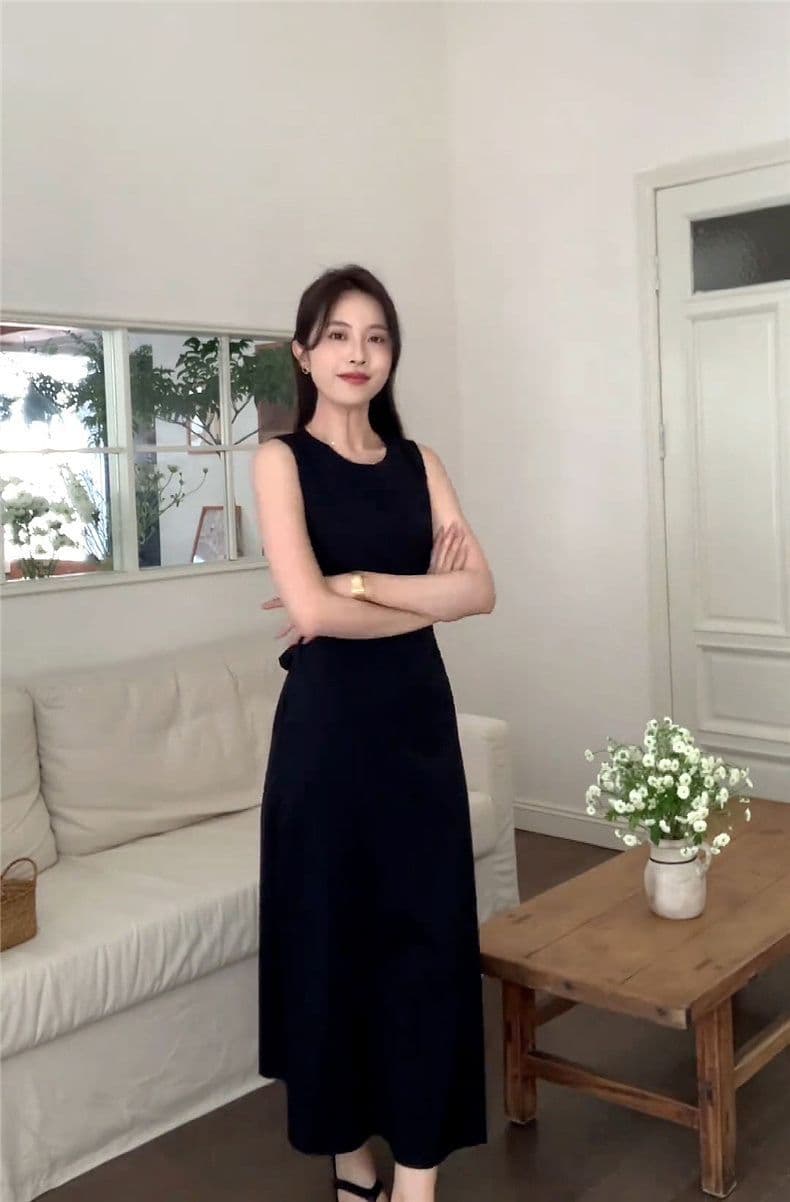 벤 바람 검정색 민소매 조끼 원피스 아이들 여름 2026 새로운 차 휴식 프랑스식 품격 루즈핏 롱 스커트 상세 이미지 6