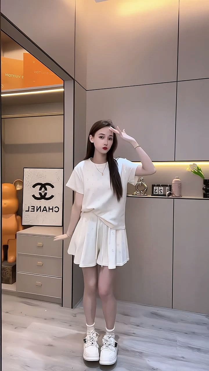 캐주얼 연령 감소 세트 여성 봄 여름 인터넷 유명인 폭발 핫픽스 반팔 티셔츠 밴딩 하이웨이스트 짧은 바지 투피스 세트 상세 이미지 10