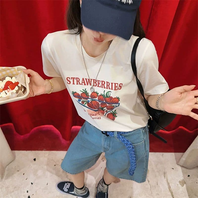 국방 면 우유 실크 순면 반팔 출퇴근 맨위 여름 섹션 새로운 만화 tee 캐주얼 운동 라운드 넥 티셔츠 트렌디 상세 이미지 5