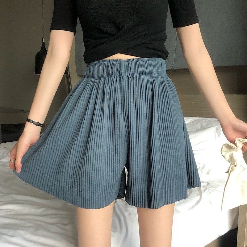 플리츠 넓은 다리가 짧다. 바지 여성 여름 하이웨이스트 슬림해 보이는 루즈핏 외출용 바지 도루 센스 캐주얼 바지 트렌디 이미지 2