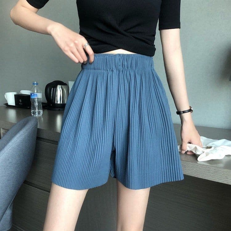 플리츠 넓은 다리가 짧다. 바지 여성 여름 하이웨이스트 슬림해 보이는 루즈핏 외출용 바지 도루 센스 캐주얼 바지 트렌디 상세 이미지 7