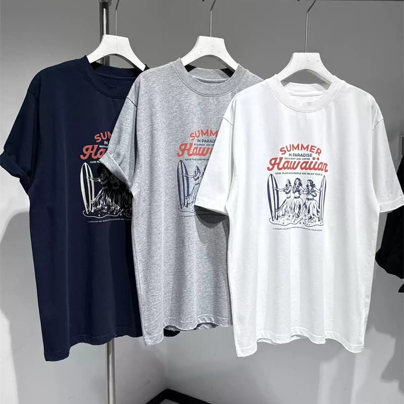 한국 스타일 레트로 만화 프린트 연령 감소 라운드 넥 반팔 티셔츠 여성 루즈핏 느긋한 바람 맨위 여성 여름 이미지 5