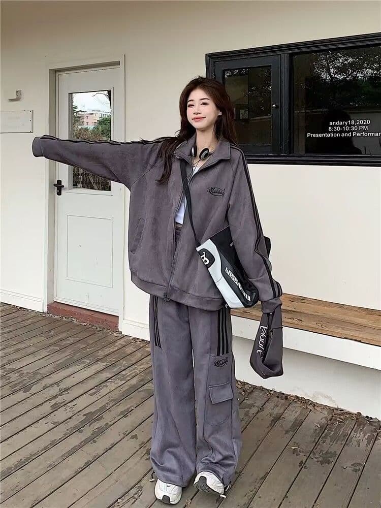 2026 새로운 스포츠 슈트 여성 봄 가을 학생 한국 스타일 루즈핏 패션 인터넷 유명인 후드티 캐주얼 러닝 서비스 투피스 세트 상세 이미지 23