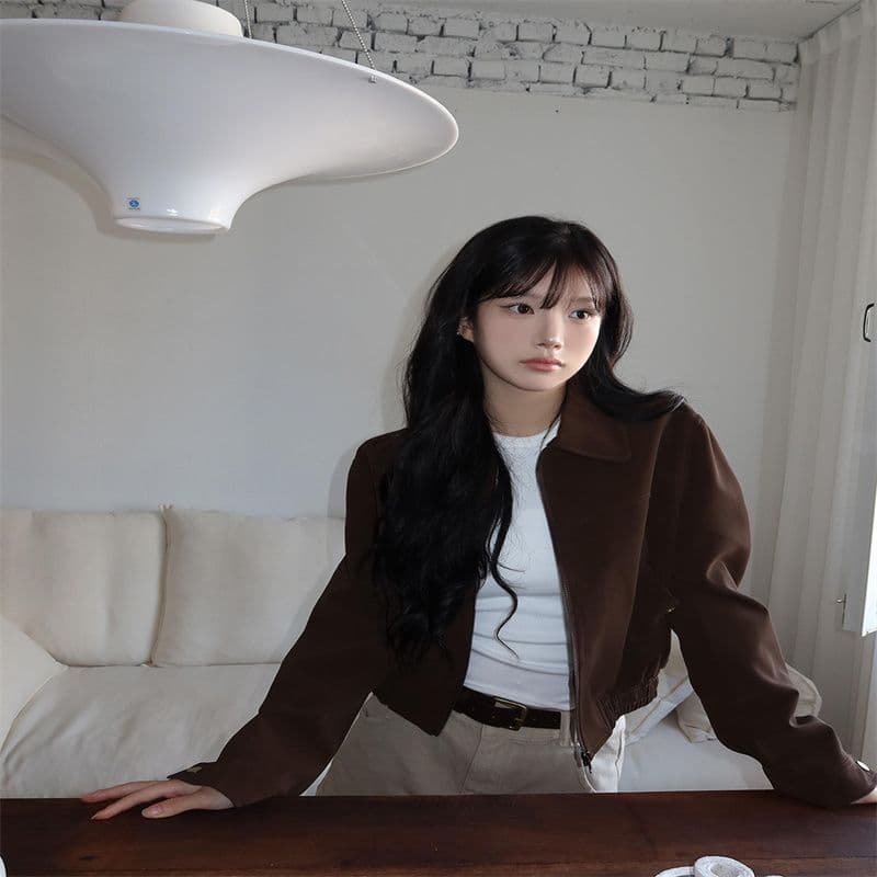 한국 chic 봄 새로운 프랑스식 레트로 스타일 폴로 칼라 주머니 루즈핏 다용도 쇼트 스타일 긴팔 재킷 여성 코트 상세 이미지 13