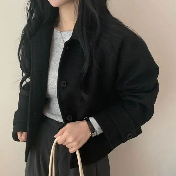 작은 키 모직 여성 코트 chic 프랑스식 부드러운 디스플레이 화이트 폴로 칼라 싱글 줄 버튼 루즈핏 디자인 센스 Chic 맨위 이미지 3