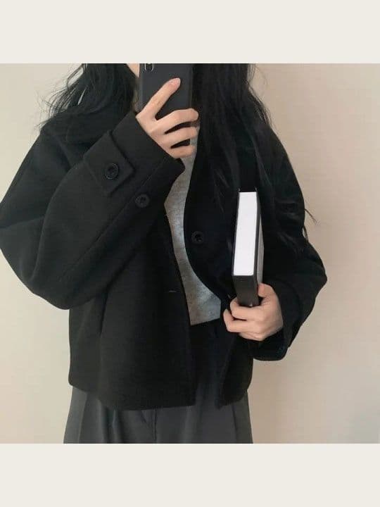 작은 키 모직 여성 코트 chic 프랑스식 부드러운 디스플레이 화이트 폴로 칼라 싱글 줄 버튼 루즈핏 디자인 센스 Chic 맨위 상세 이미지 10