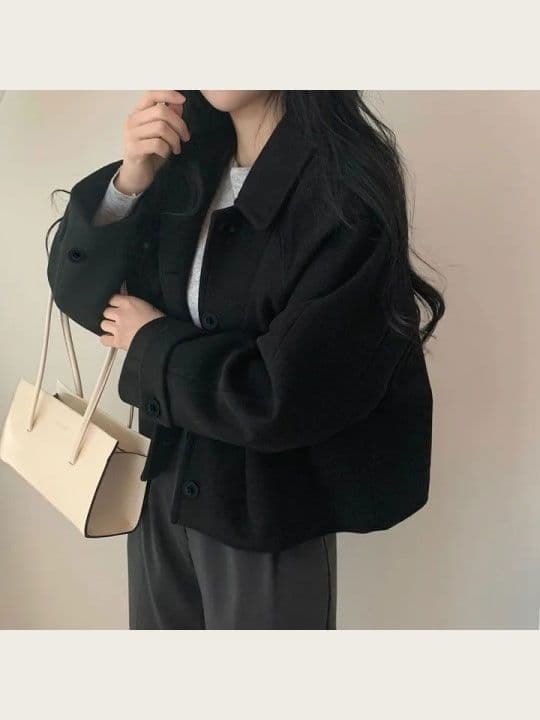 작은 키 모직 여성 코트 chic 프랑스식 부드러운 디스플레이 화이트 폴로 칼라 싱글 줄 버튼 루즈핏 디자인 센스 Chic 맨위 상세 이미지 11