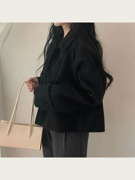 작은 키 모직 여성 코트 chic 프랑스식 부드러운 디스플레이 화이트 폴로 칼라 싱글 줄 버튼 루즈핏 디자인 센스 Chic 맨위 상세 이미지 12