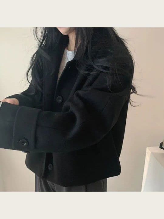 작은 키 모직 여성 코트 chic 프랑스식 부드러운 디스플레이 화이트 폴로 칼라 싱글 줄 버튼 루즈핏 디자인 센스 Chic 맨위 상세 이미지 16