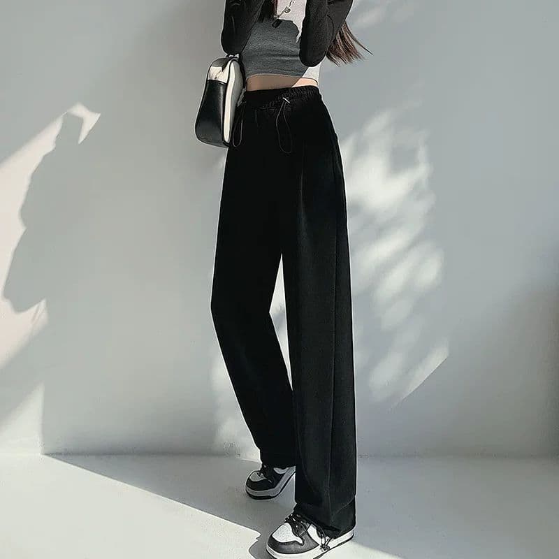 가을 새로운 루즈핏 펌프 로프 조거 캐주얼 와이드 레깅스 바지 웨이 바지 트렌디 이미지 2