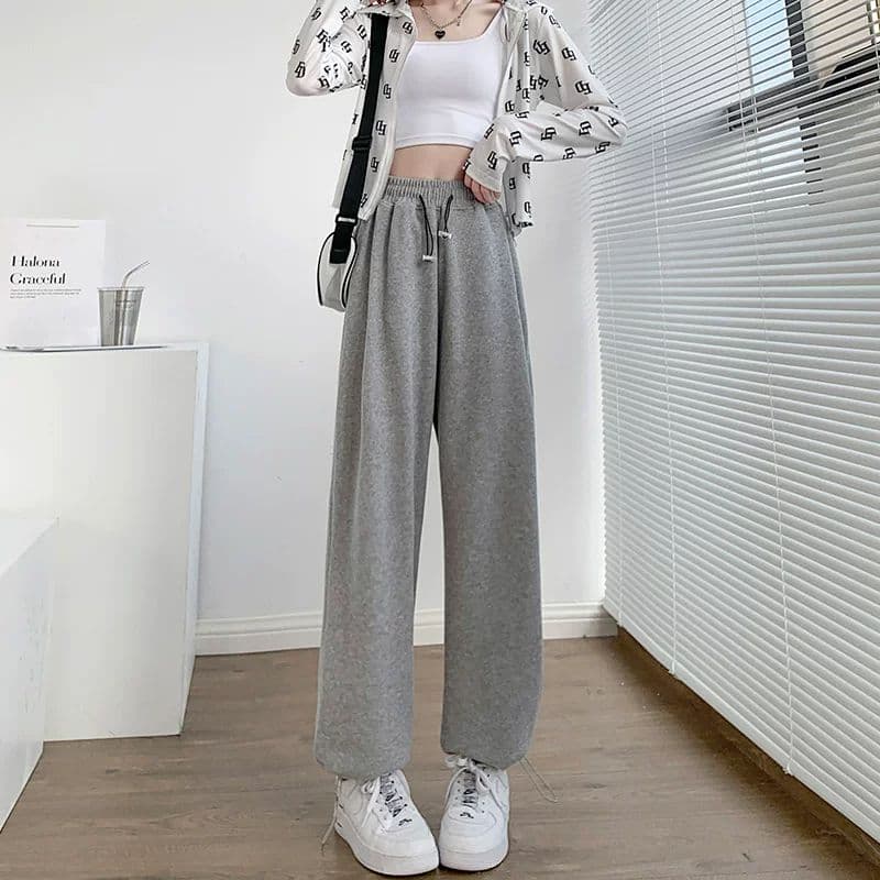 가을 새로운 루즈핏 펌프 로프 조거 캐주얼 와이드 레깅스 바지 웨이 바지 트렌디