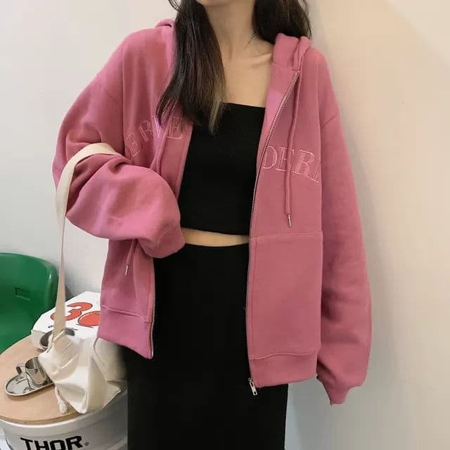 맨위 여성 ins 후드 티 스웨터 가을 2026 새로운 작은 키 다용도 루즈핏 긴팔 BF 바람 재킷 상세 이미지 14
