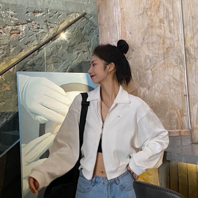 지퍼 운동 후아 남편 특출 한 세트 여성 의류 봄 가을 다용도 오픈 가디건 2026 새로운 핫걸 쇼트 스타일 맨위 서비스 이미지 5