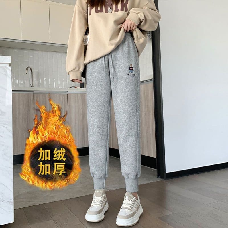 털이 있는 추가되지 않음 플러시 m-6xl 새로운 폭발 루즈핏 슬림해 보이는 캐주얼 할란 조거 트렌디 웨이 바지 패션 여성