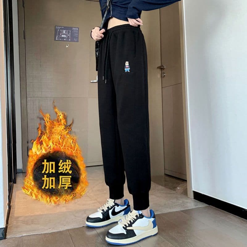 털이 있는 추가되지 않음 플러시 m-6xl 새로운 폭발 루즈핏 슬림해 보이는 캐주얼 할란 조거 트렌디 웨이 바지 패션 여성 상세 이미지 3