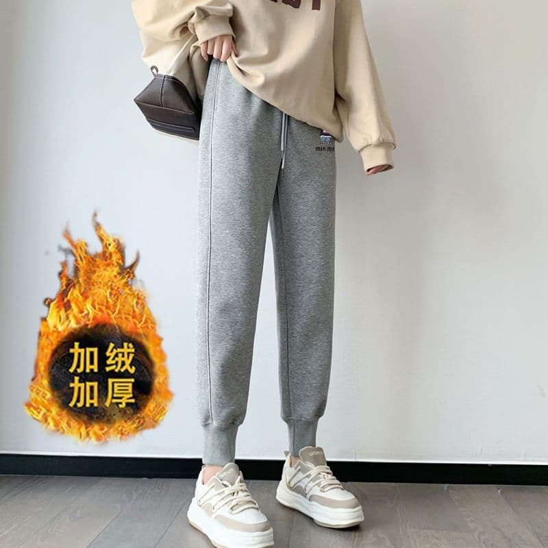 털이 있는 추가되지 않음 플러시 m-6xl 새로운 폭발 루즈핏 슬림해 보이는 캐주얼 할란 조거 트렌디 웨이 바지 패션 여성 상세 이미지 5
