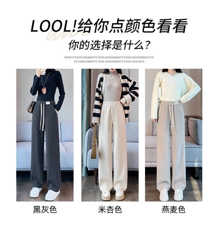 3 차원 허리 헤링본 곡물 모직 와이드 레깅스 바지 가을 겨울철 XL 털이 있고 두꺼운 스트레이트 바나나 좁은 에디션 바지 상세 이미지 14