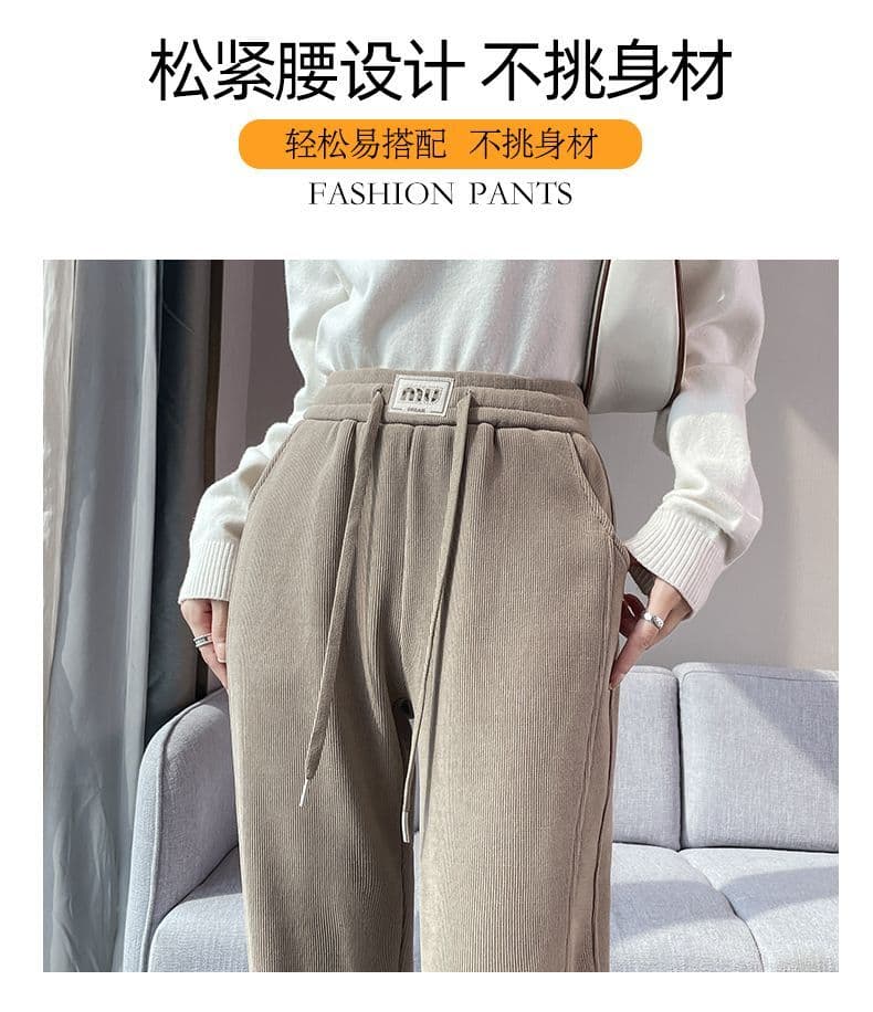 털이 있는 추가되지 않음 플러시 앤 코라 빨간색 바나나 바지 여성 루즈핏 슬림해 보이는 새로운 하이웨이스트 9 포인트 와이드 레그 팬츠 어린이 상세 이미지 9