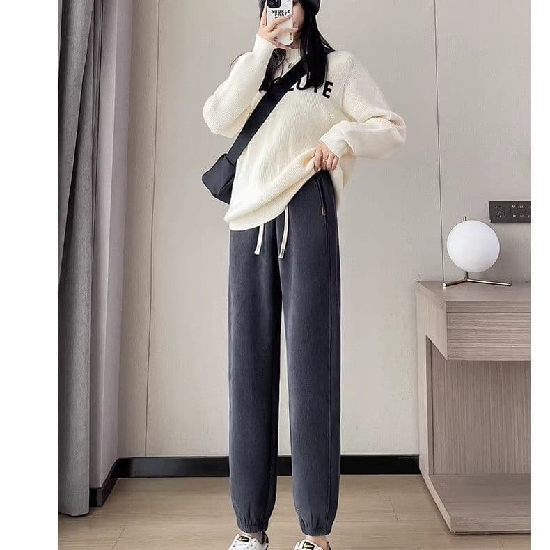3 차원 허리 m-5xl 양털 플리스 운동 가을 겨울 털이 있고 두꺼운 보온 방풍 면 바지 캐주얼 조거 웨이 바지 이미지 2