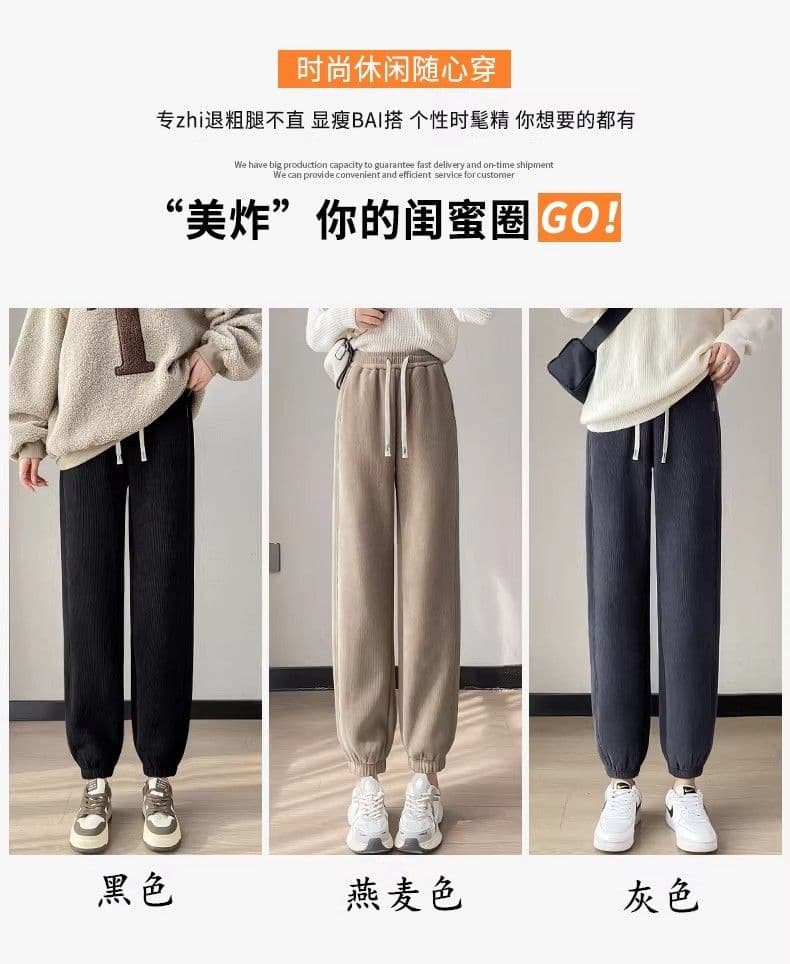 3 차원 허리 m-5xl 양털 플리스 운동 가을 겨울 털이 있고 두꺼운 보온 방풍 면 바지 캐주얼 조거 웨이 바지 상세 이미지 4