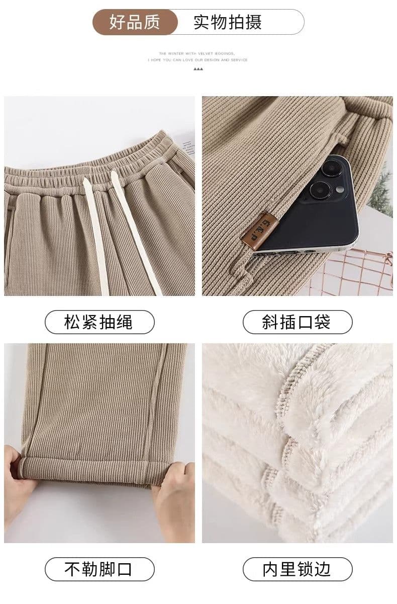 3 차원 허리 m-5xl 양털 플리스 운동 가을 겨울 털이 있고 두꺼운 보온 방풍 면 바지 캐주얼 조거 웨이 바지 상세 이미지 12