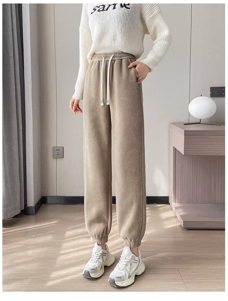 3 차원 허리 m-5xl 양털 플리스 운동 가을 겨울 털이 있고 두꺼운 보온 방풍 면 바지 캐주얼 조거 웨이 바지 상세 이미지 14