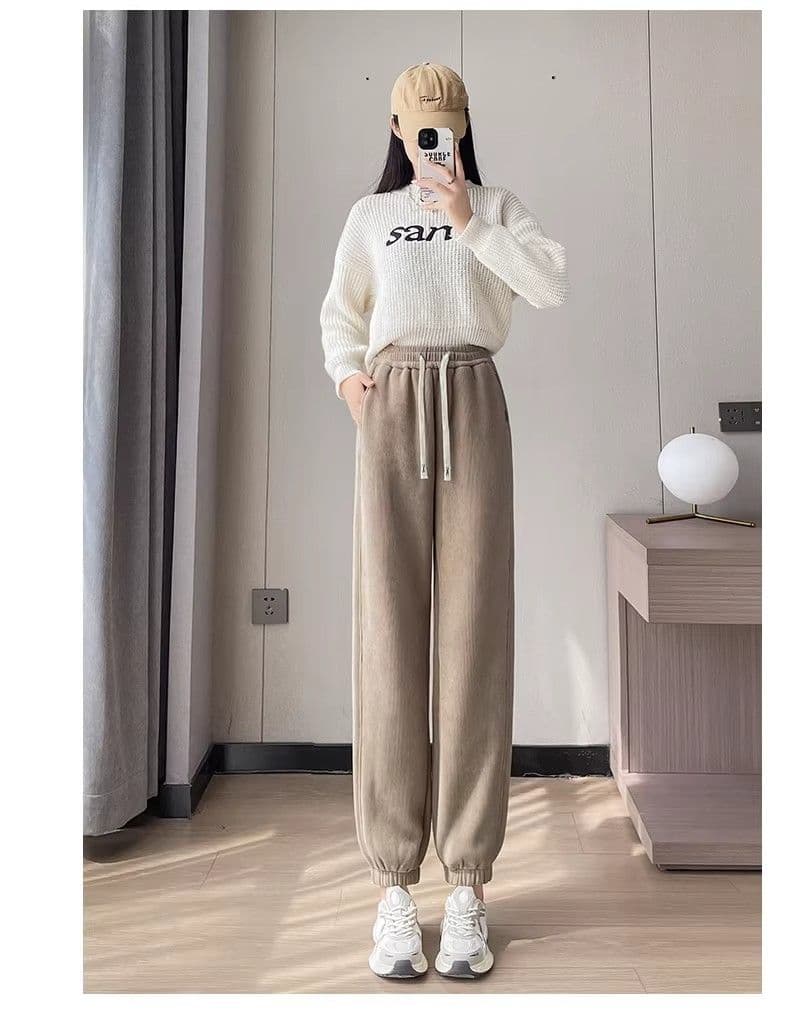 3 차원 허리 m-5xl 양털 플리스 운동 가을 겨울 털이 있고 두꺼운 보온 방풍 면 바지 캐주얼 조거 웨이 바지 상세 이미지 15