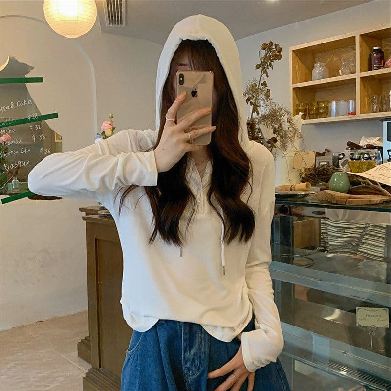 폴리 에스터 물고기 규모 가을 얇은 스타일 후드 티 스웨터 여성 한국 스타일 학생 긴팔 티셔츠 여성 셔츠 상세 이미지 15