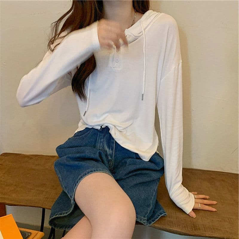 폴리 에스터 물고기 규모 가을 얇은 스타일 후드 티 스웨터 여성 한국 스타일 학생 긴팔 티셔츠 여성 셔츠 상세 이미지 18