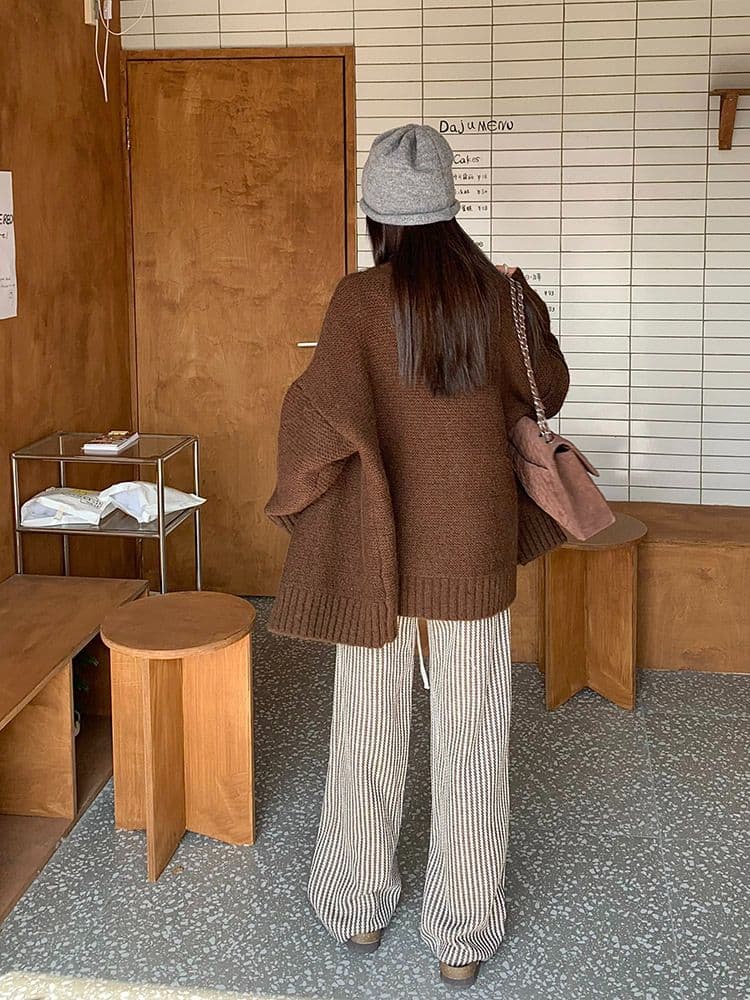 세로 줄무늬 바지 아이들 가을 2026 새로운 캐주얼 스트레이트 느긋한 와이드 레그 팬츠 상세 이미지 12