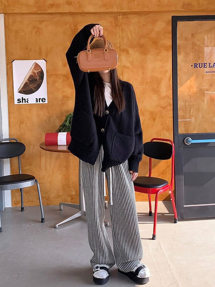 세로 줄무늬 바지 아이들 가을 2026 새로운 캐주얼 스트레이트 느긋한 와이드 레그 팬츠 상세 이미지 40