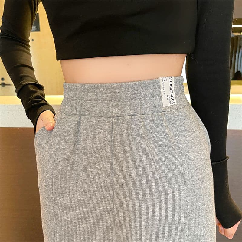 가을 새로운 트임 넓은 다리 루즈핏 캐주얼 바지 여성 웨이 바지 트렌디 상세 이미지 11