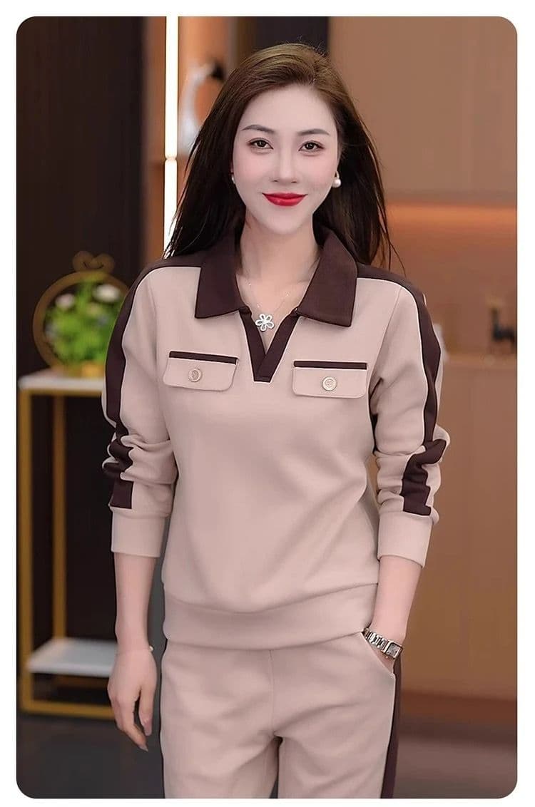 고급 슬림해 보이는 여성 스포츠 슈트 여성 봄 가을 2026 새로운 패션 외국 가스 캐주얼 긴팔 후드티 투피스 세트 상세 이미지 17