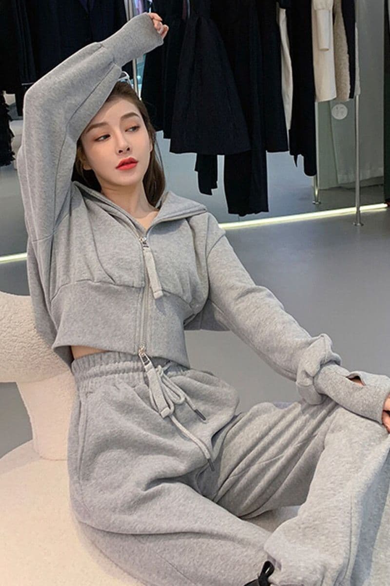이른 가을 우유 부서 착용 가져 가라. 후드티 캐주얼 스포츠 슈트 여성 인터넷 유명인 튀김 거리 장난기 넘치는 활기찬 와이드 레그 팬츠 투피스 세트 상세 이미지 24