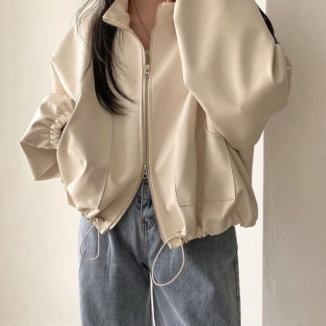 한국 chic 가을 작은 대중 잘 생긴 스탠드 칼라 지퍼 빅 포켓 디자인 펌프 로프 레이스업 오토바이 가죽 재킷 여성 코트 상세 이미지 8