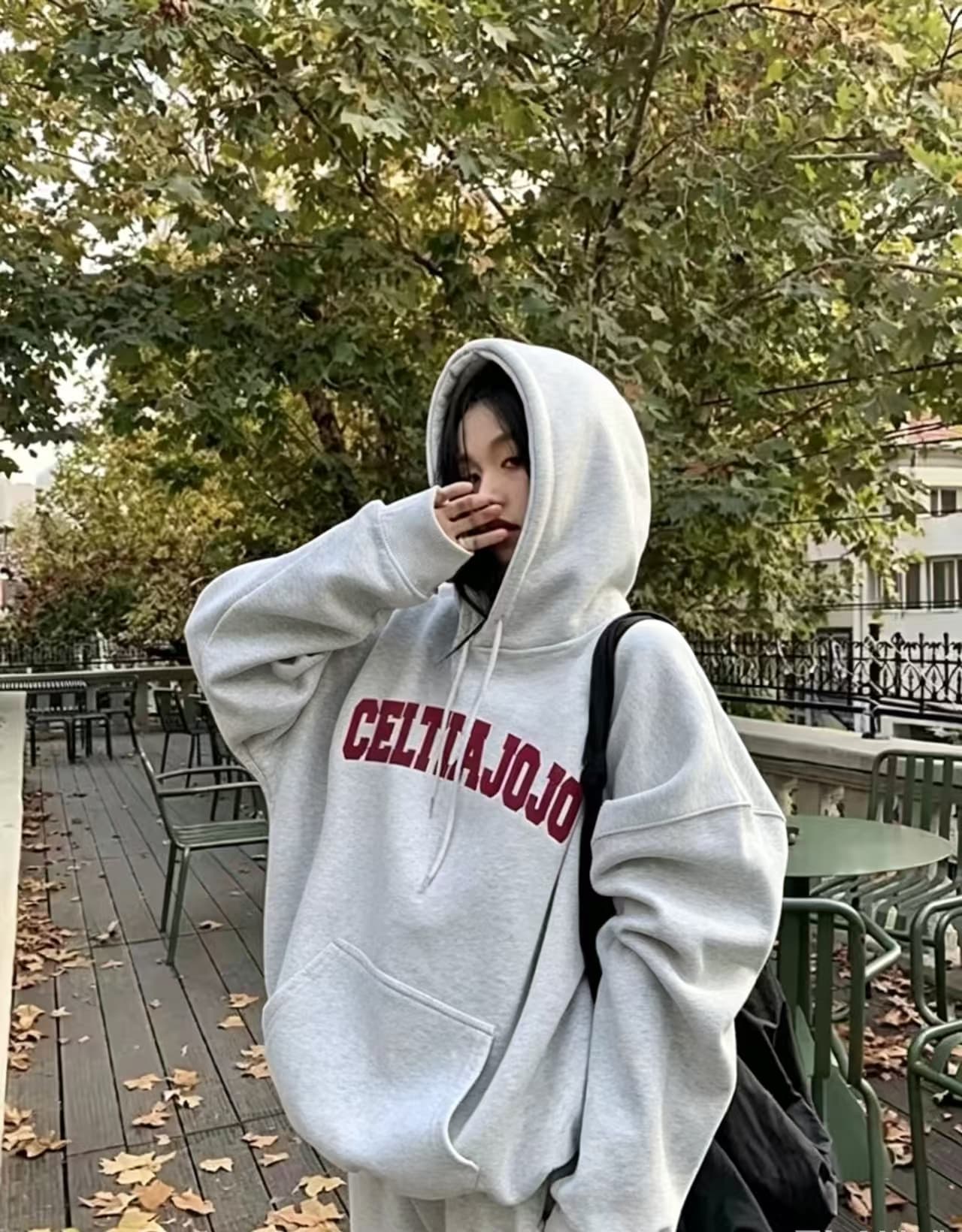 후드 티 스웨터 여성 가을 겨울철 루즈핏 캐주얼 털이 있고 두꺼운 작은 키 알파벳 느긋한 바람 맨위 이미지 3