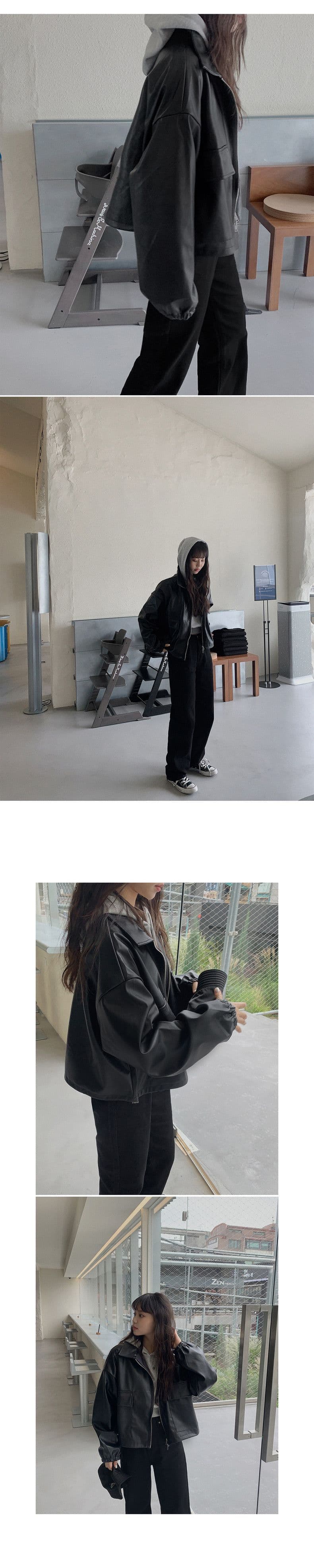 한국 chic 여름 레트로 항구 바람 스탠드 칼라 지퍼 디자인 루즈핏 캐주얼 다용도 긴팔 쇼트 스타일 여성 코트 상세 이미지 10