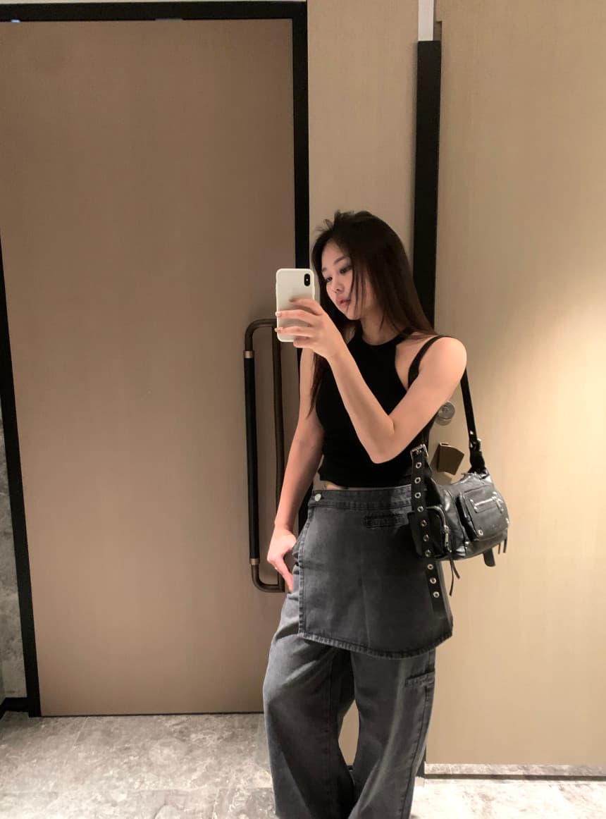 지금 외국 가스 랩스커트팬츠 수 있습니다. 철거 투피스 세트 레트로 주머니 디자인 한 바람 다용도 청바지 상세 이미지 2
