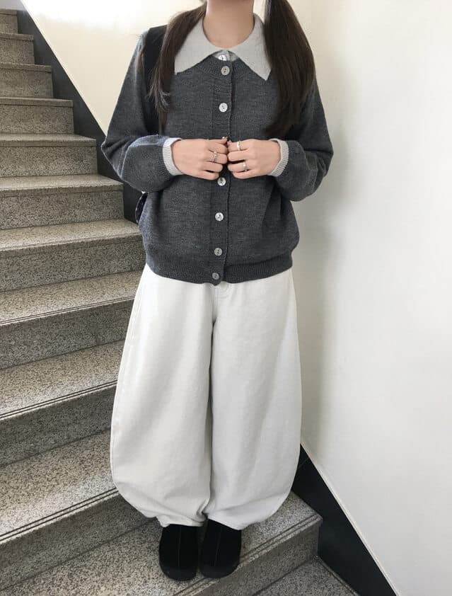 지금 레트로 stud 징 뒤에 벨트 디자인 넓은 다리 루즈핏 청바지 상세 이미지 52