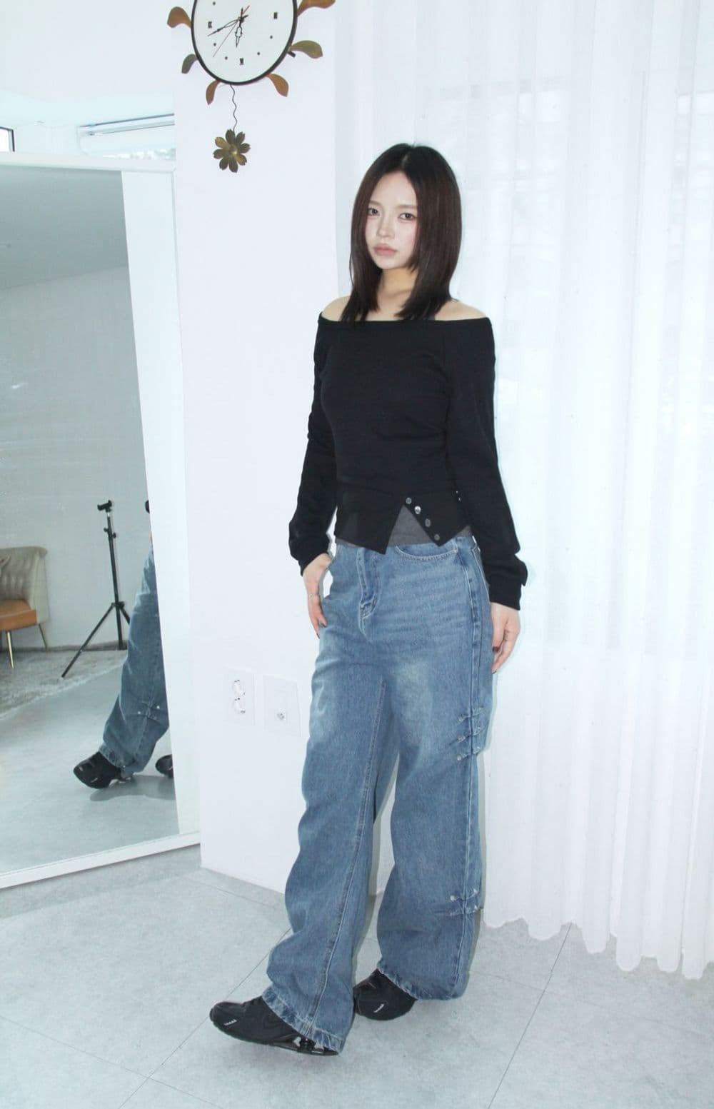지금 워크웨어 바람 루즈핏 바닥 청소 슬림해 보이는 모통이 칼 와이드 레그 팬츠 캐주얼 긴 바지 상세 이미지 30