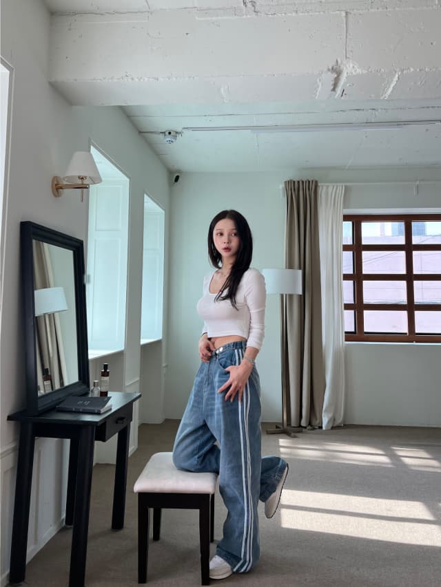 지금 26 봄 외국 가스 기사 바 테두리 장식 루즈핏 다용도 청바지 상세 이미지 18