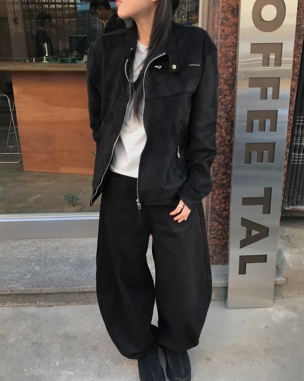지금 레트로 stud 징 뒤에 벨트 디자인 넓은 다리 루즈핏 청바지 상세 이미지 20