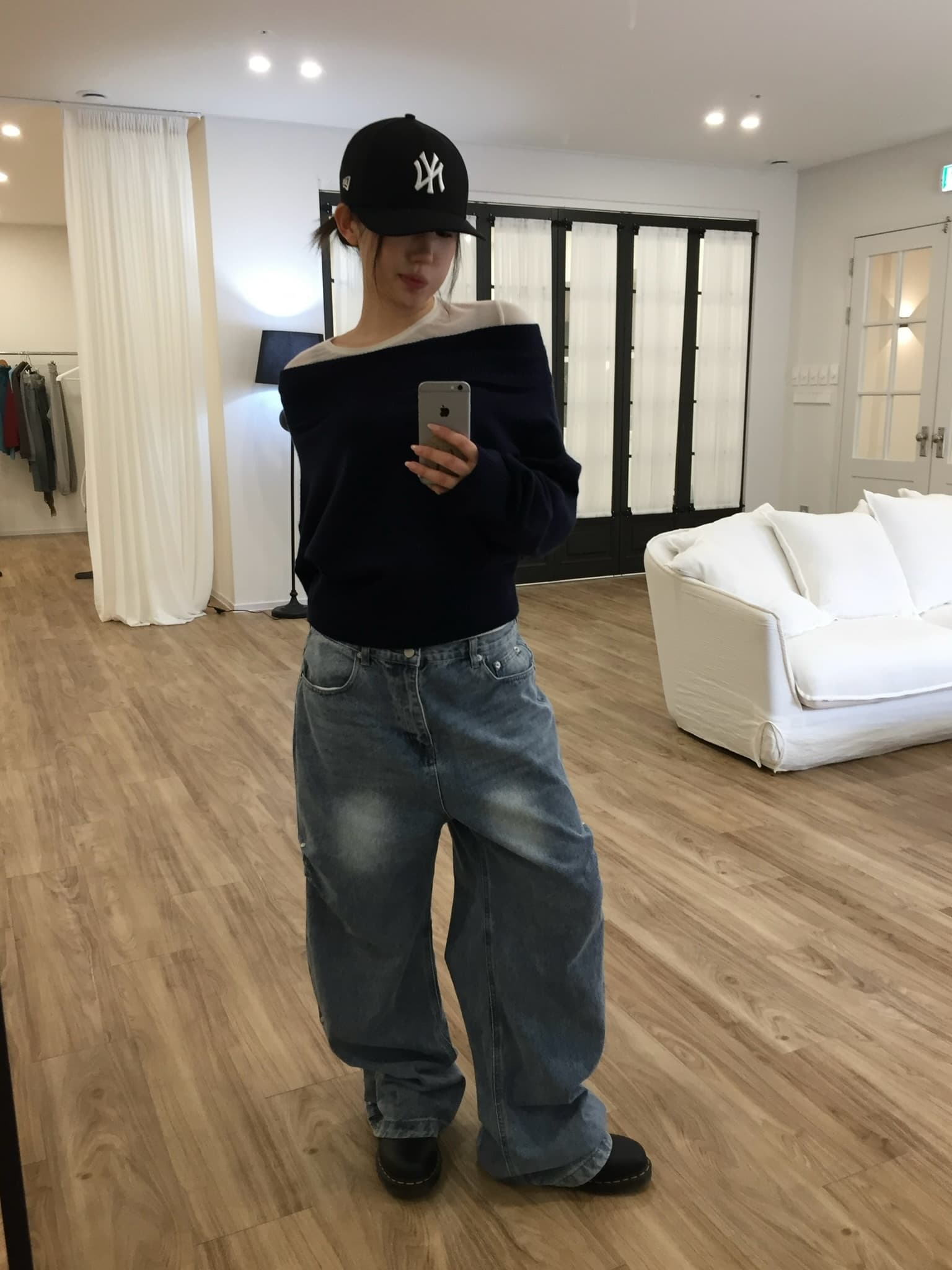 지금 워크웨어 바람 루즈핏 바닥 청소 슬림해 보이는 모통이 칼 와이드 레그 팬츠 캐주얼 긴 바지 이미지 4