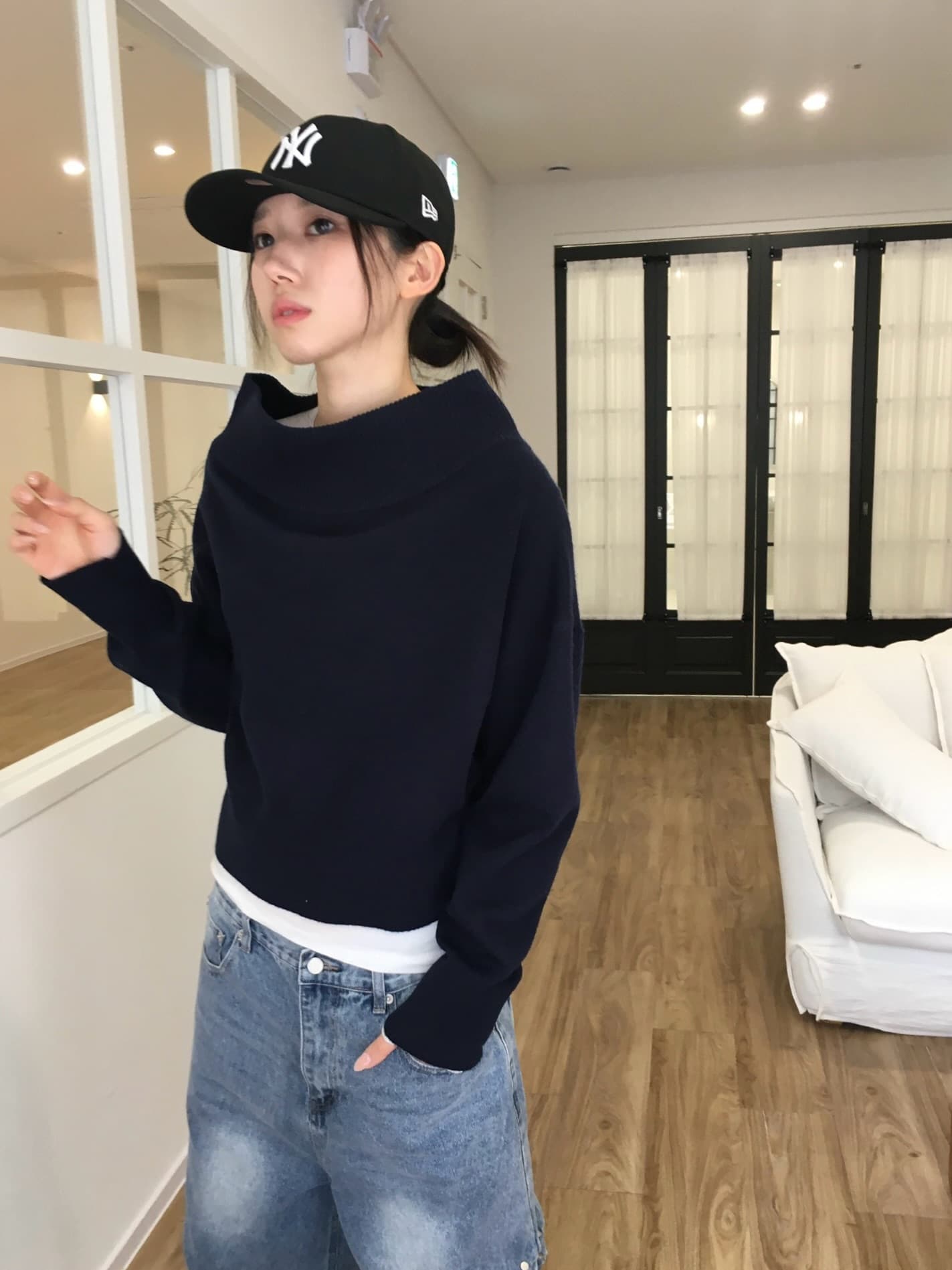 지금 워크웨어 바람 루즈핏 바닥 청소 슬림해 보이는 모통이 칼 와이드 레그 팬츠 캐주얼 긴 바지 상세 이미지 5