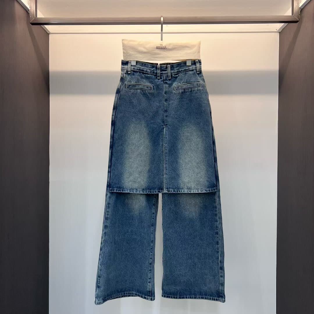 봄 다용도 트임 랩스커트팬츠 페이크 레이어드 청바지 상세 이미지 15