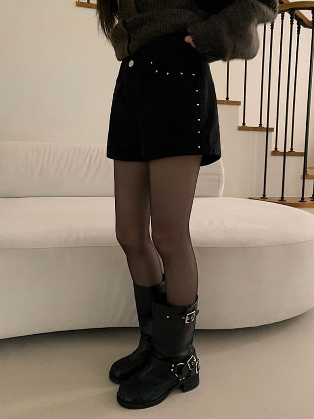지금 측면 징 장식 넓은 다리 루즈핏 캐주얼 반바지 상세 이미지 7