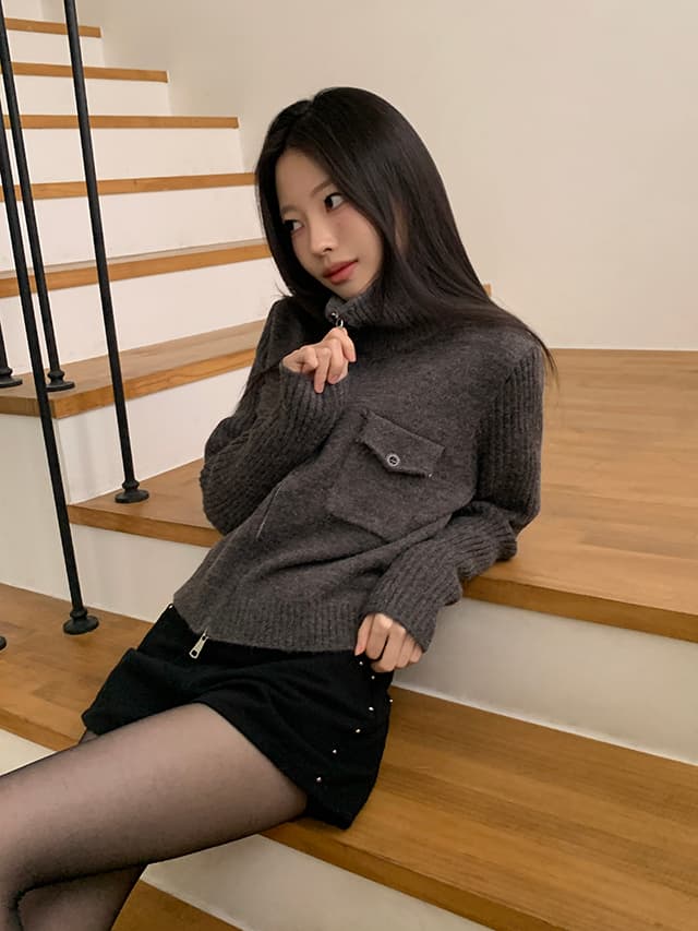 지금 측면 징 장식 넓은 다리 루즈핏 캐주얼 반바지 상세 이미지 10