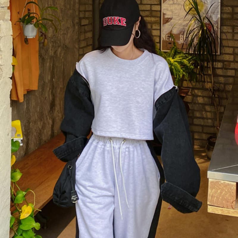 지금 패치워크 데님 후드티 이미지 5